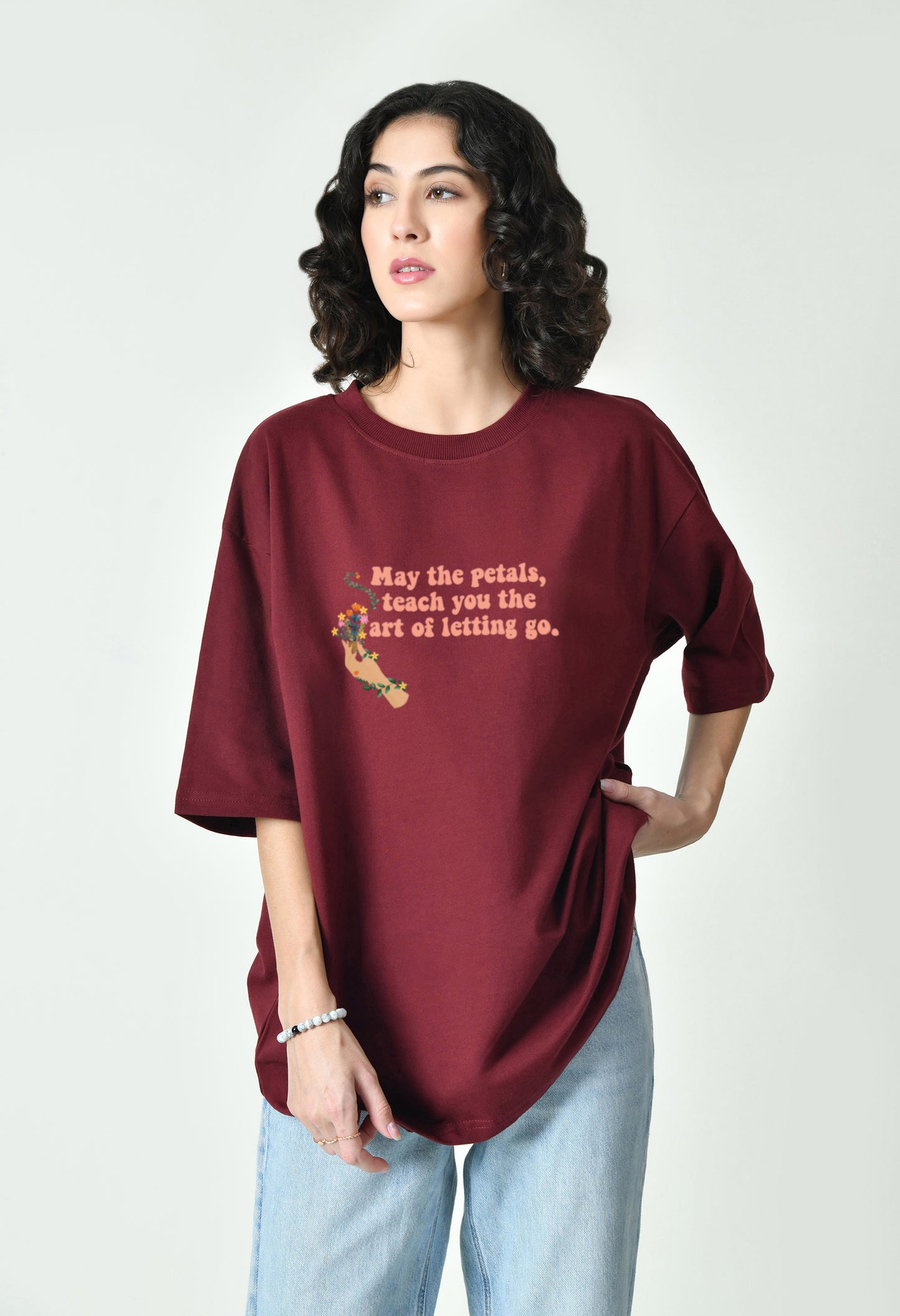 Art Of Letting Go Burgundy Women's Oversized T-Shirt