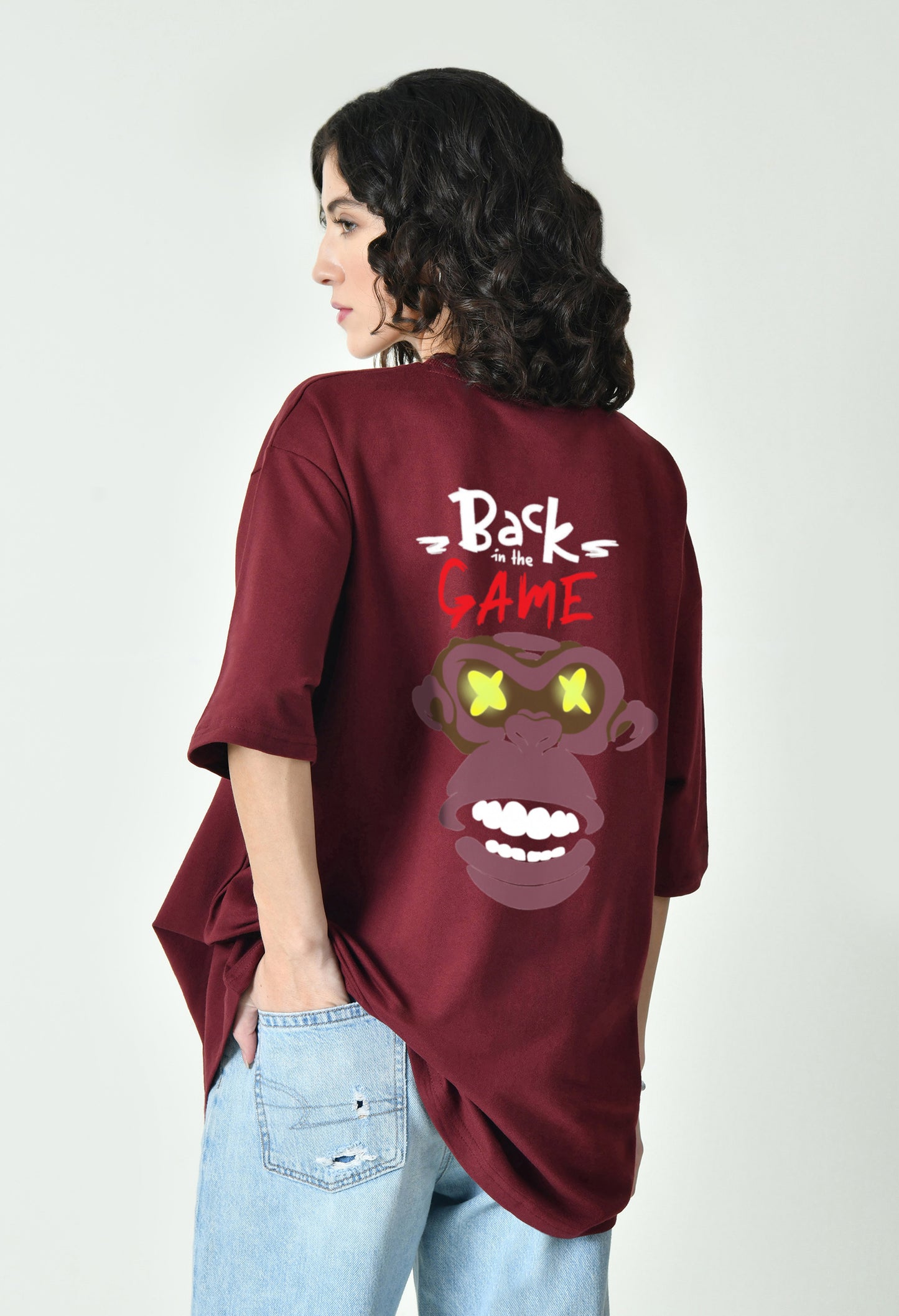 Back In The Game Burgundy Women's Oversized T-Shirt