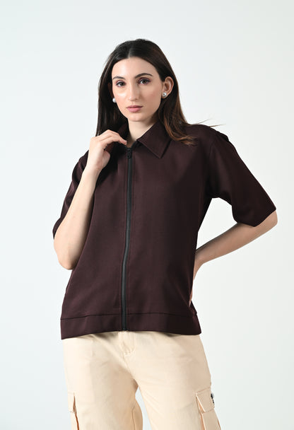 Temptress Wine Women's Oversized Half Sleeve Jacket