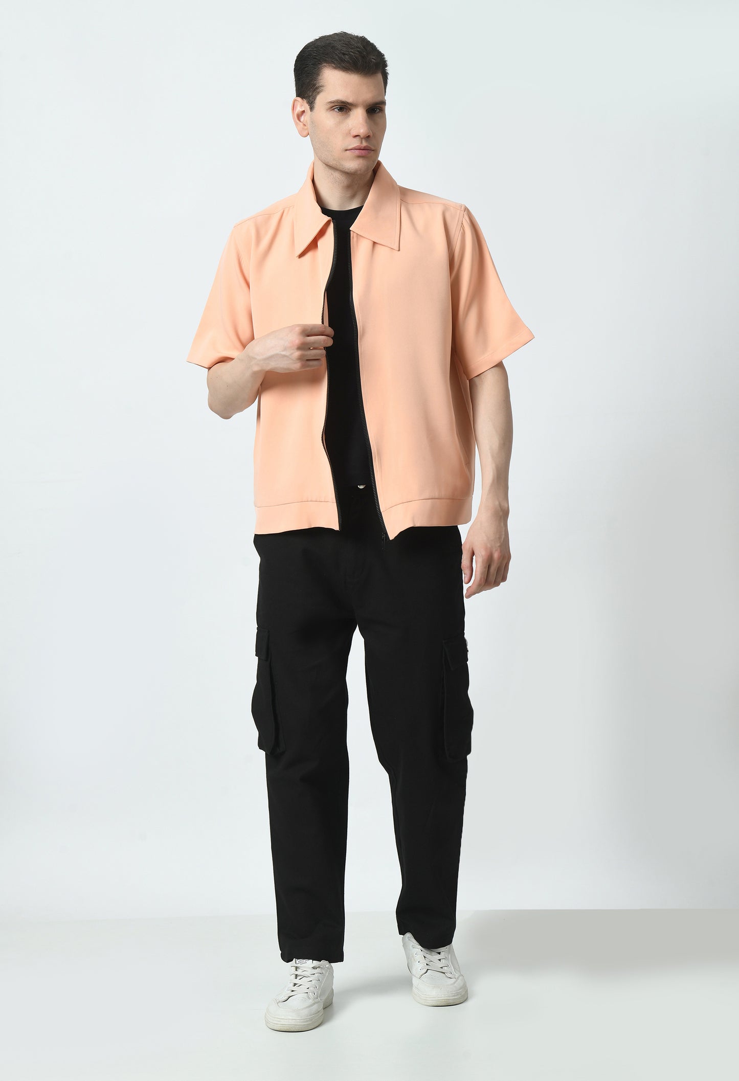 Peach Fuzz Men's Oversized Half Sleeve Jacket