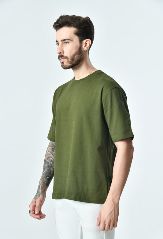 Plain Olive Unisex Oversized T-Shirt