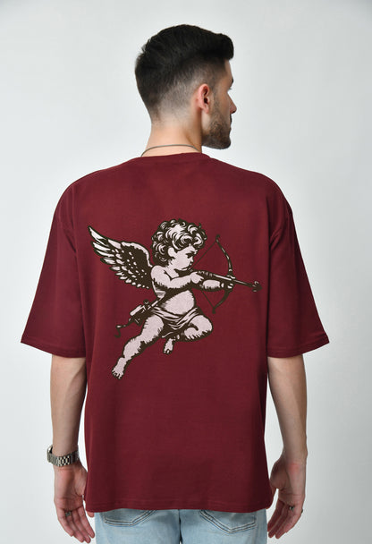 Cupid Romance Burgundy Men's Oversized T-Shirt