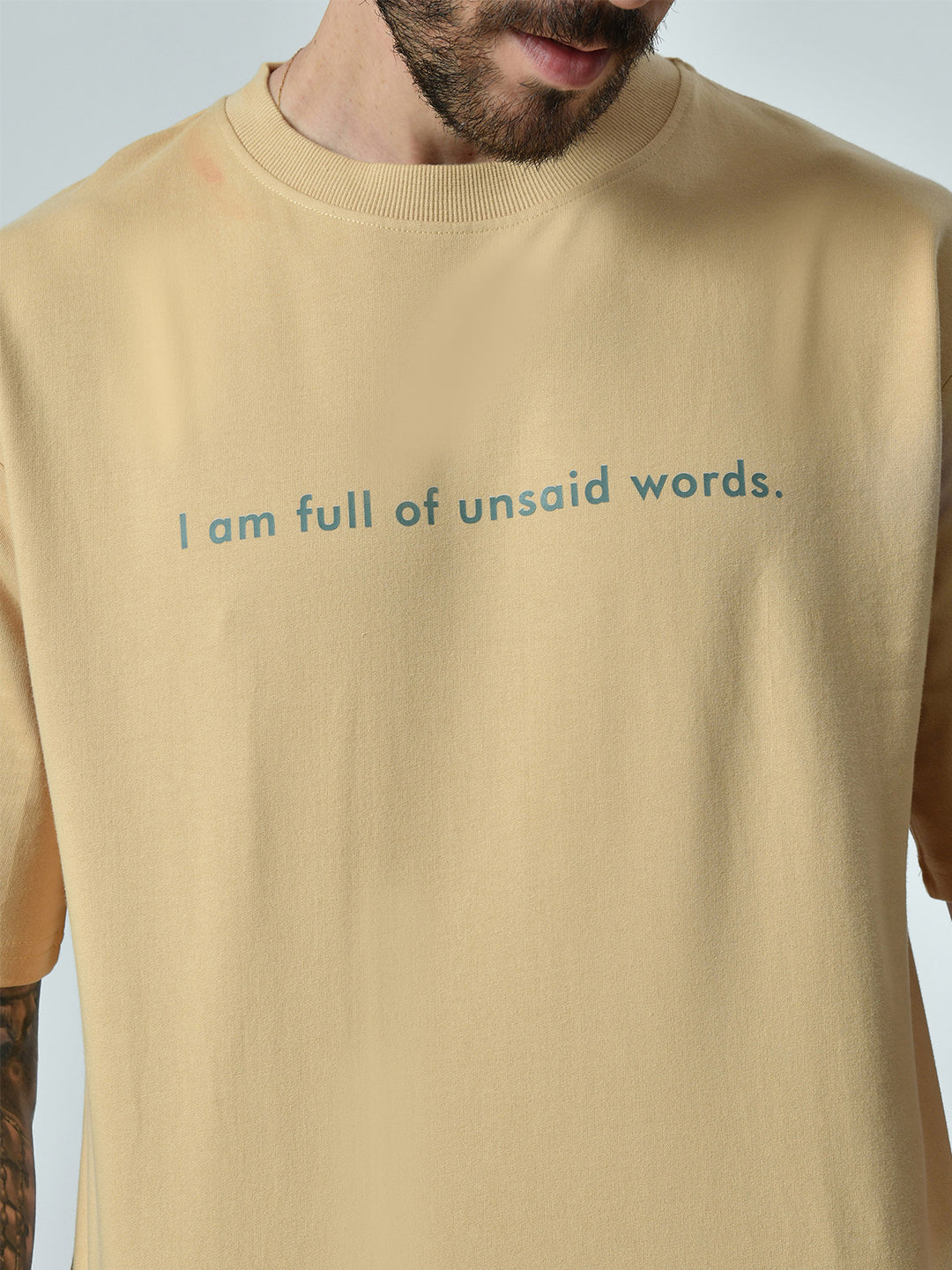 Unsaid Words Beige Unisex Oversized T-Shirt