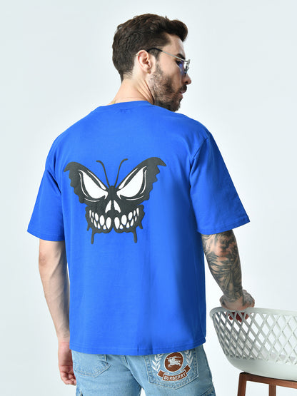 Devil Butterfly Glow In Dark & Puff Blue Unisex Oversized T-Shirt