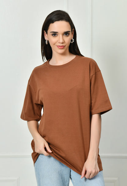 Plain Brown Unisex Oversized T-Shirt