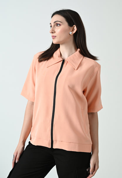 Peach Fuzz Unisex Oversized Half Sleeve Jacket