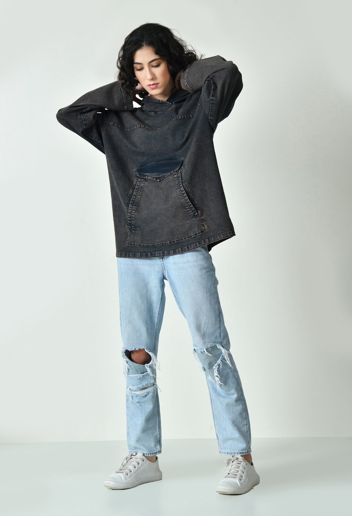 Oversized Denim Hoodie For Women