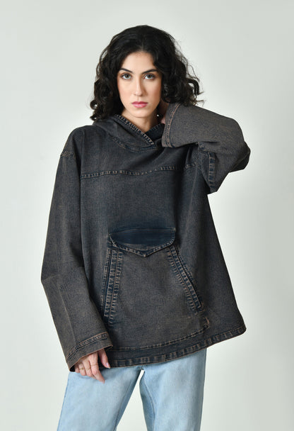 Oversized Denim Hoodie For Women