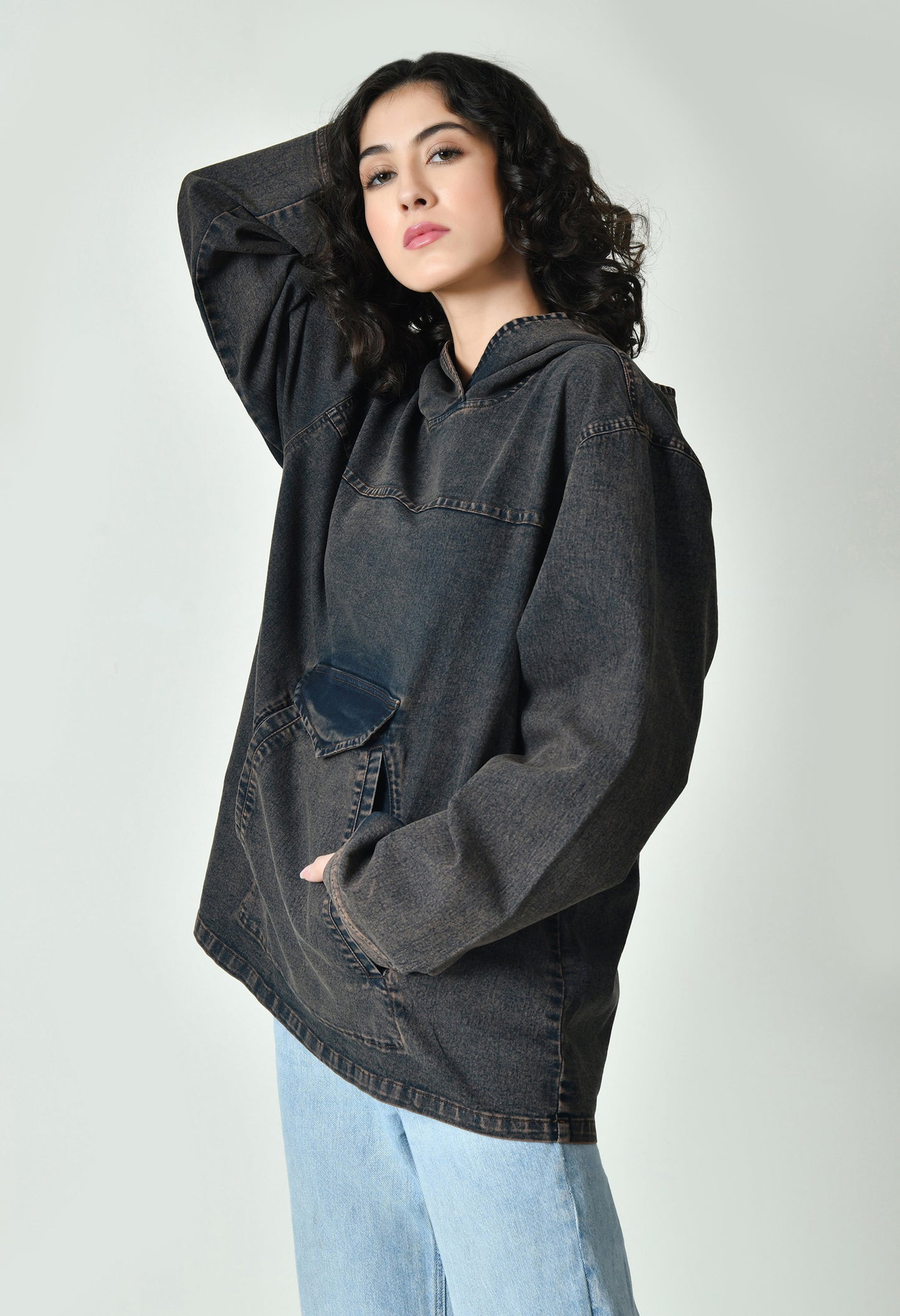 Oversized Denim Hoodie For Women