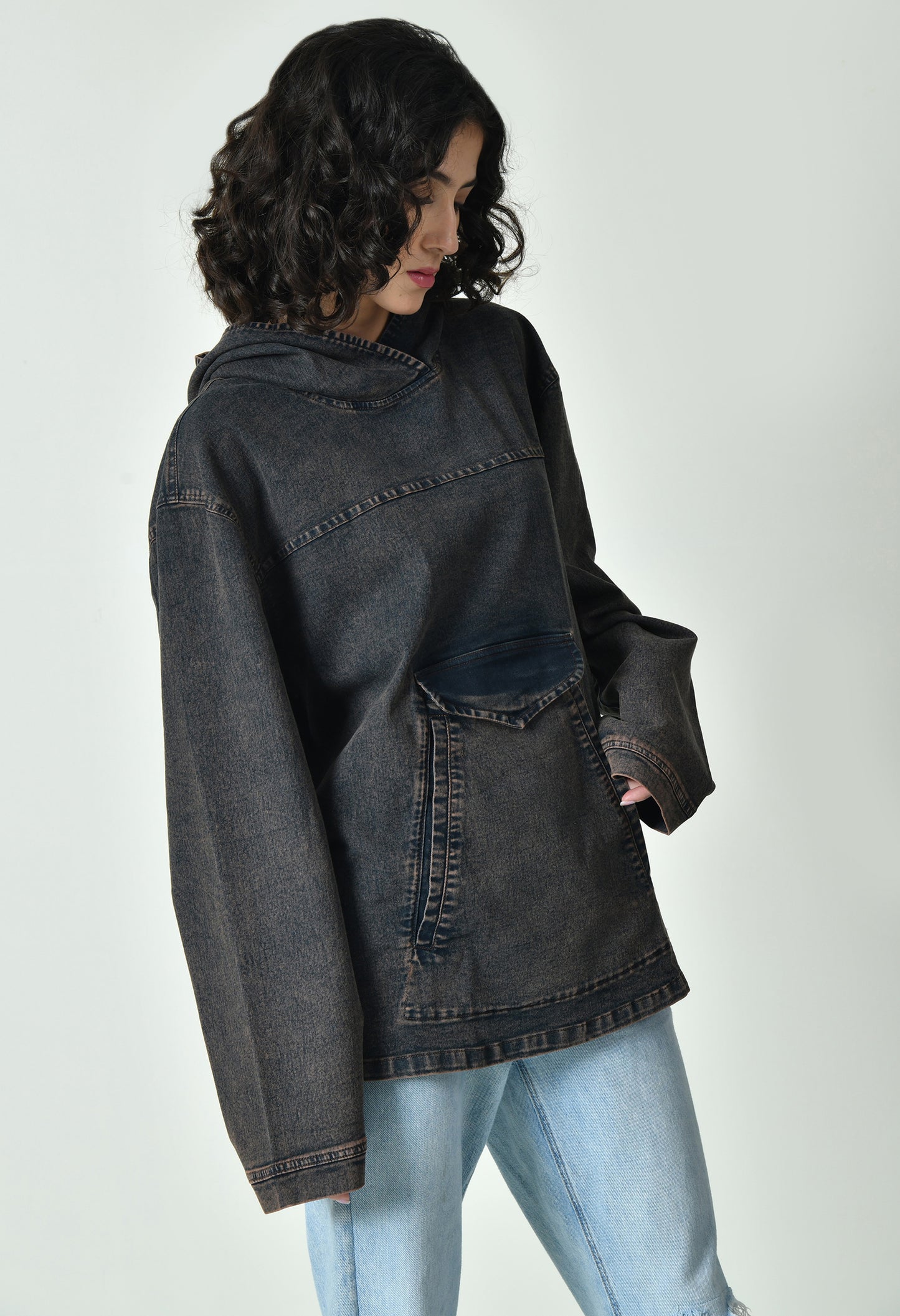 Oversized Denim Hoodie For Women