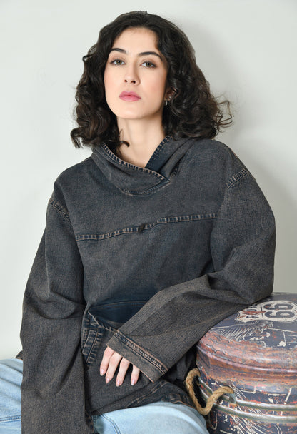 Oversized Denim Hoodie For Women