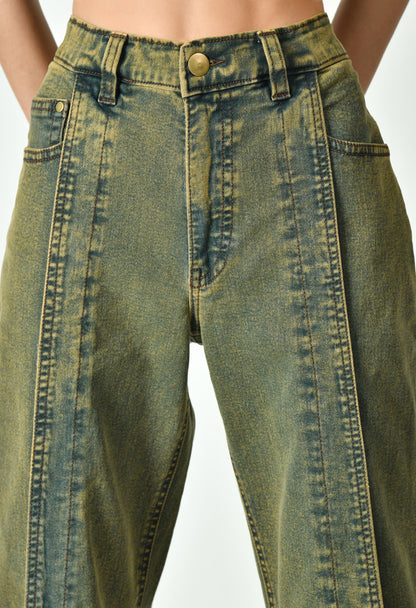 A Decade Old Vintage Pleated Denim Cargo For Women