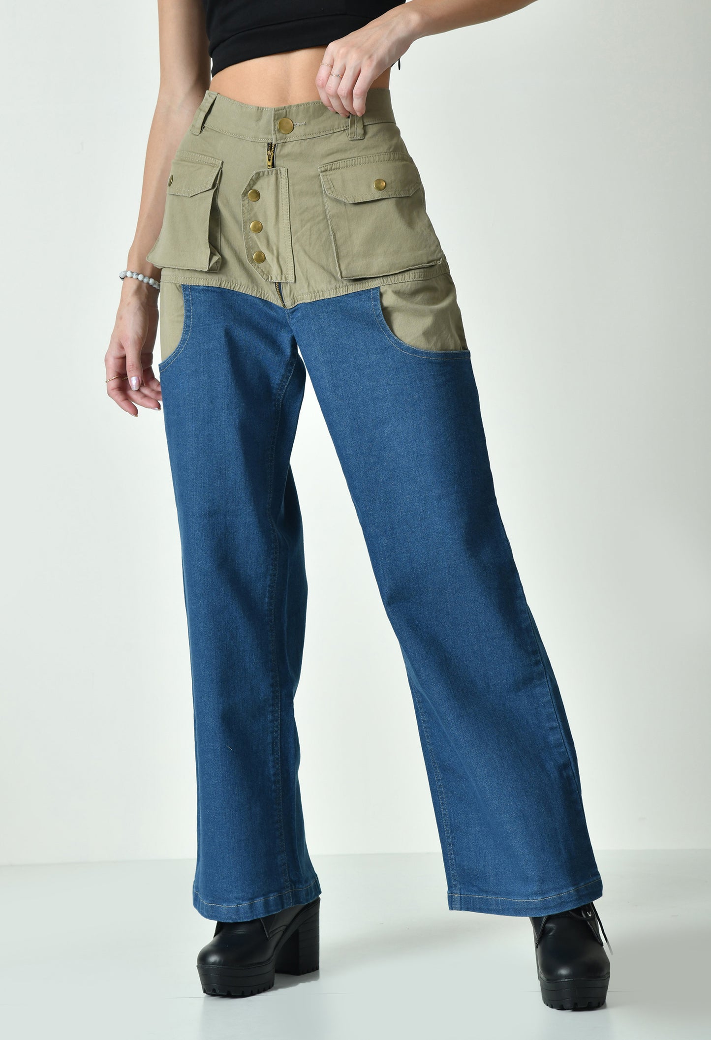 Dual Colour Carpenter Pants For Women