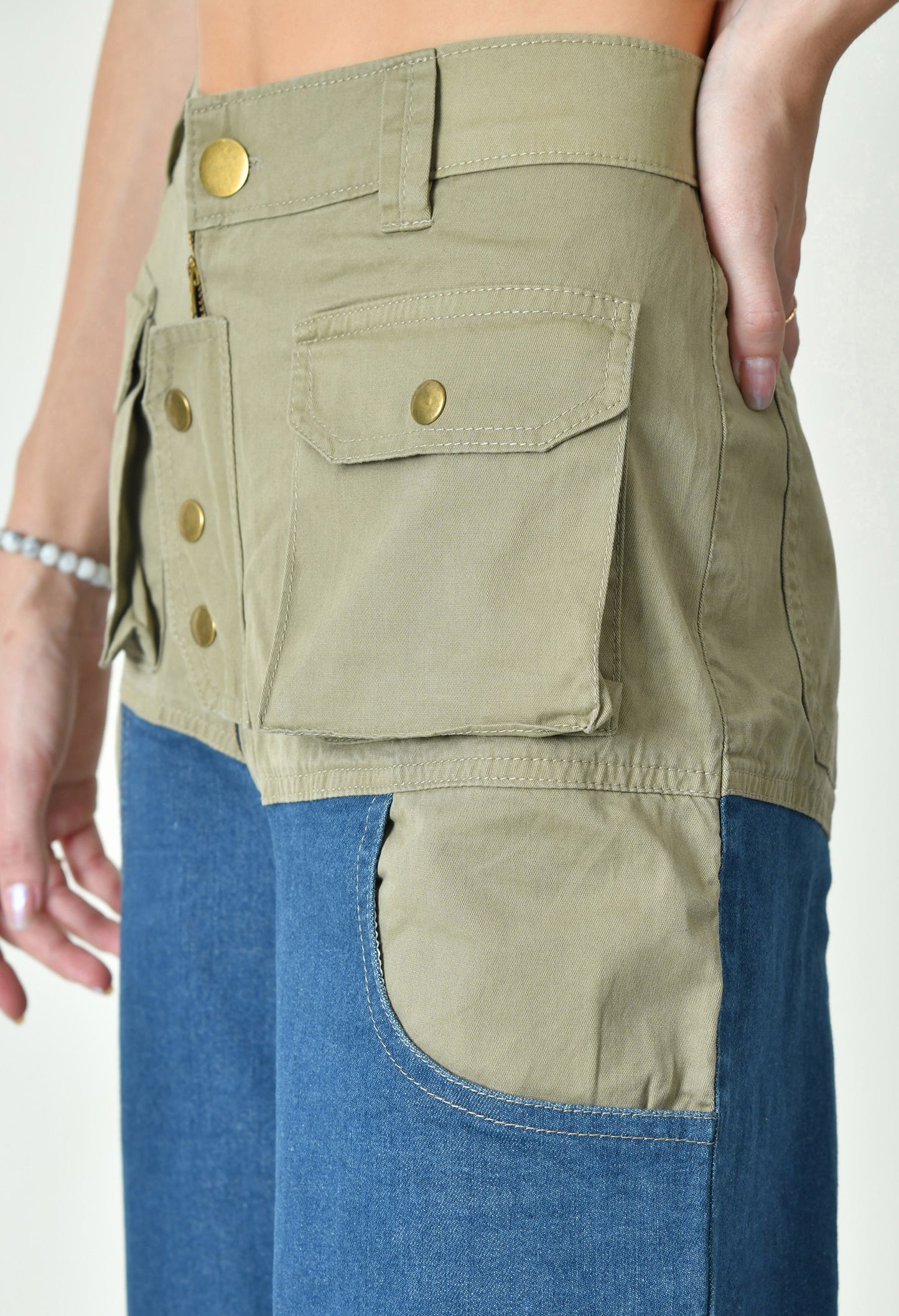 Dual Colour Carpenter Pants For Women