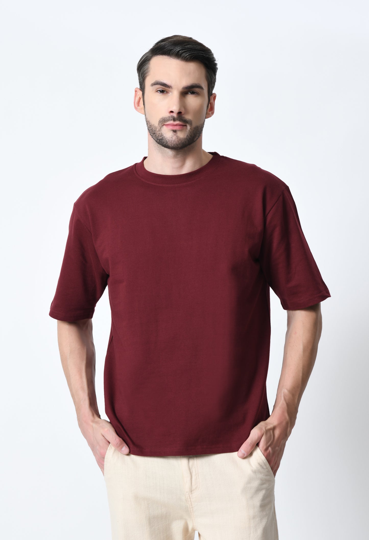 Plain Burgundy Unisex Oversized T-Shirt