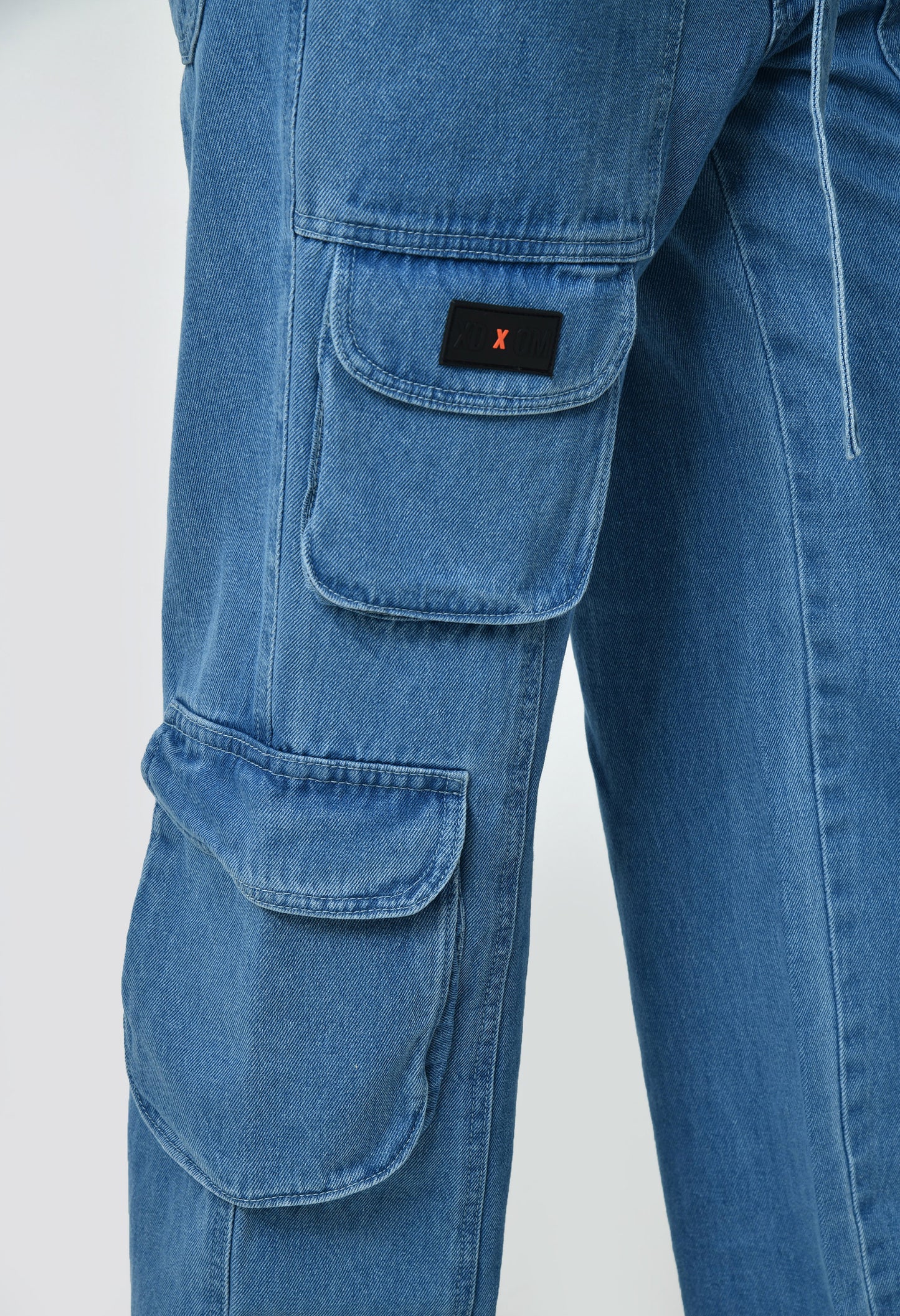 Blue Drift Denim Cargo With Drawstring Belt For Men