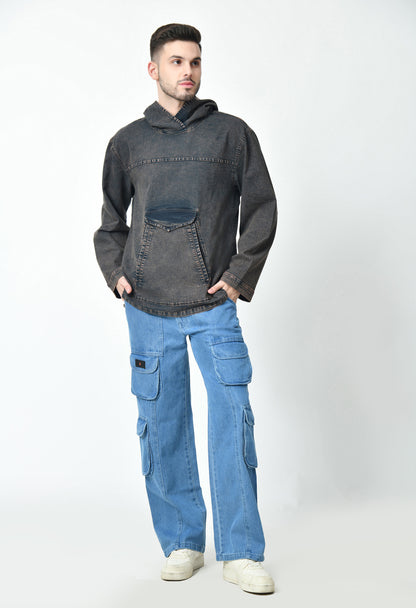 Oversized Denim Hoodie For Men