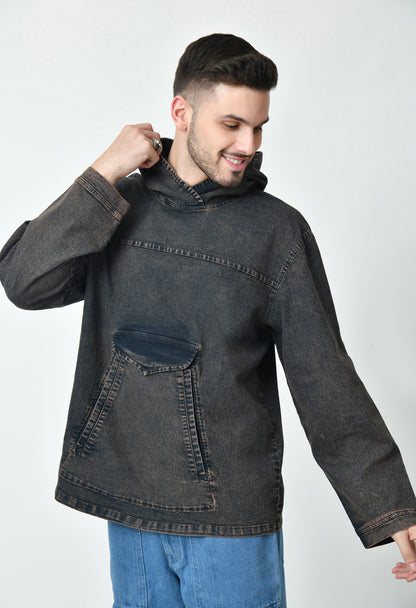 Oversized Denim Hoodie For Men