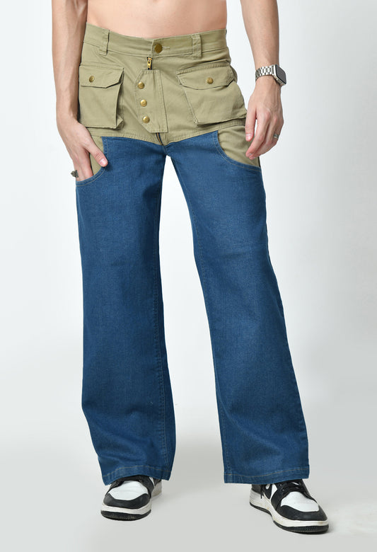 Dual Colour Carpenter Pants For Men