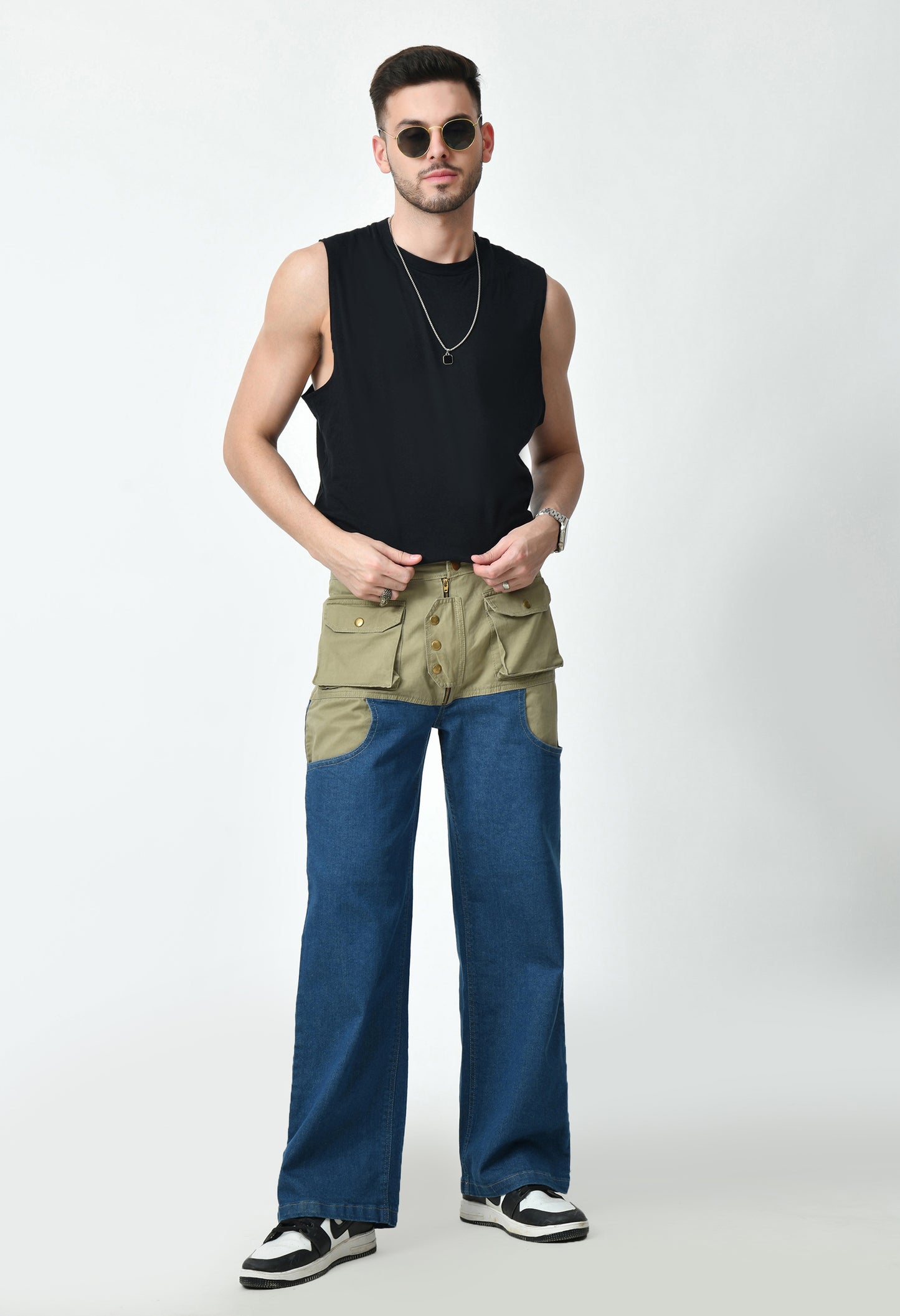 Dual Colour Carpenter Pants For Men