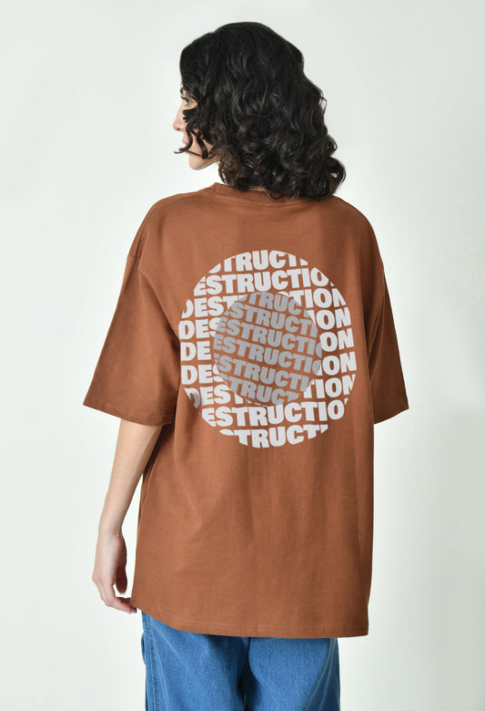 Destruction Brown Women Oversized T-Shirt