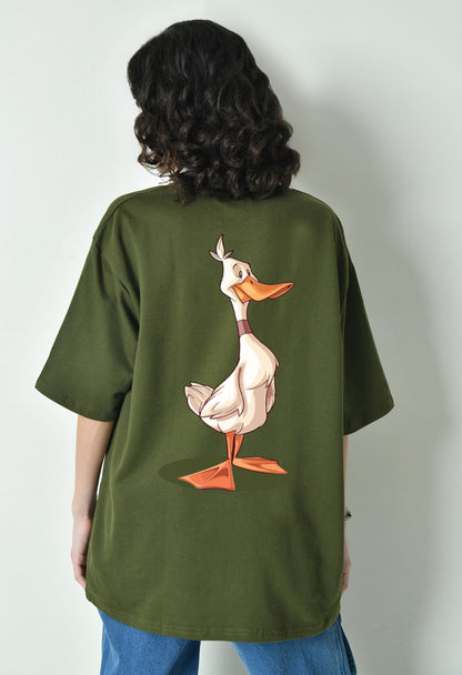 Duck You Olive Women Oversized T-Shirt