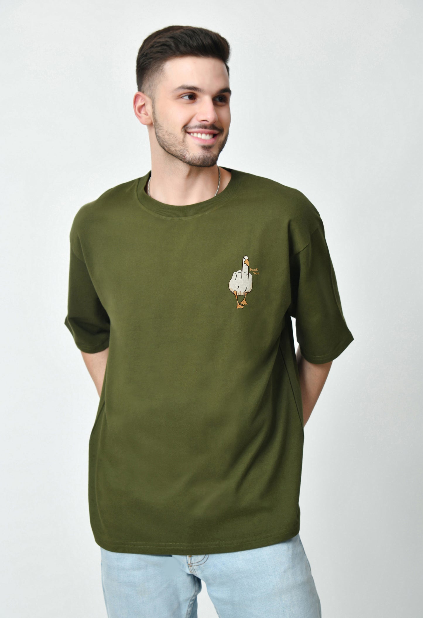 Duck You Olive Men's Oversized T-Shirt