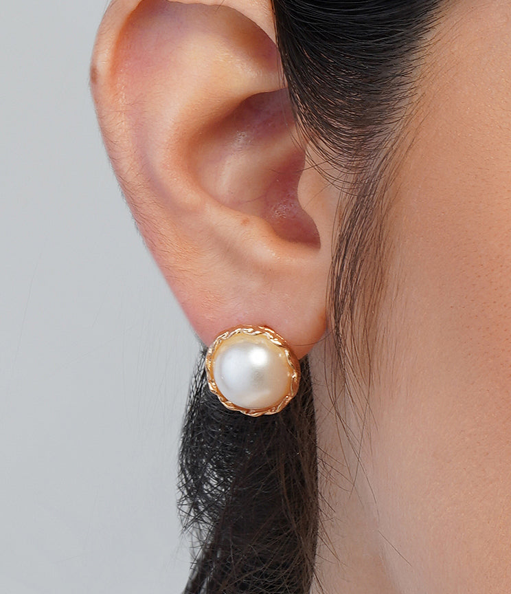 Gold-Polished Pearl & Floral Stud Combo (Set of 6) for Women