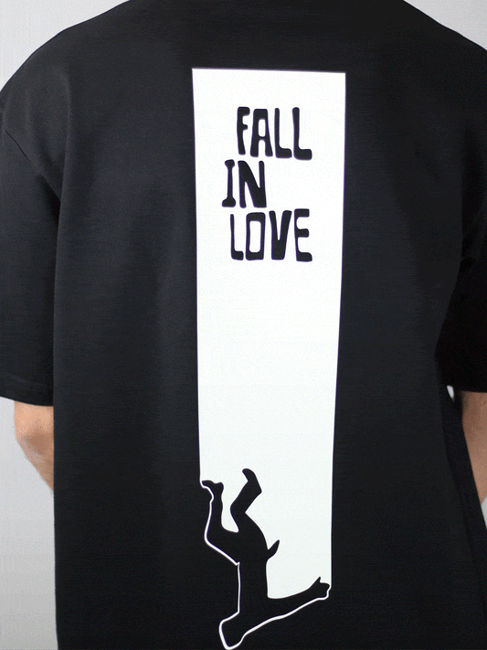 Fall In Love Glow In Dark Black Unisex Oversized T-Shirt