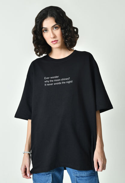 Fly Me To The Moon Black Women Oversized T-Shirt