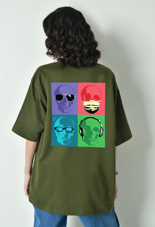 Four Vibes Olive Women Oversized T-Shirt