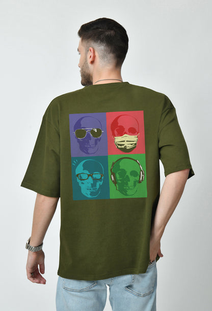 Four Vibes Olive Men's Oversized T-Shirt