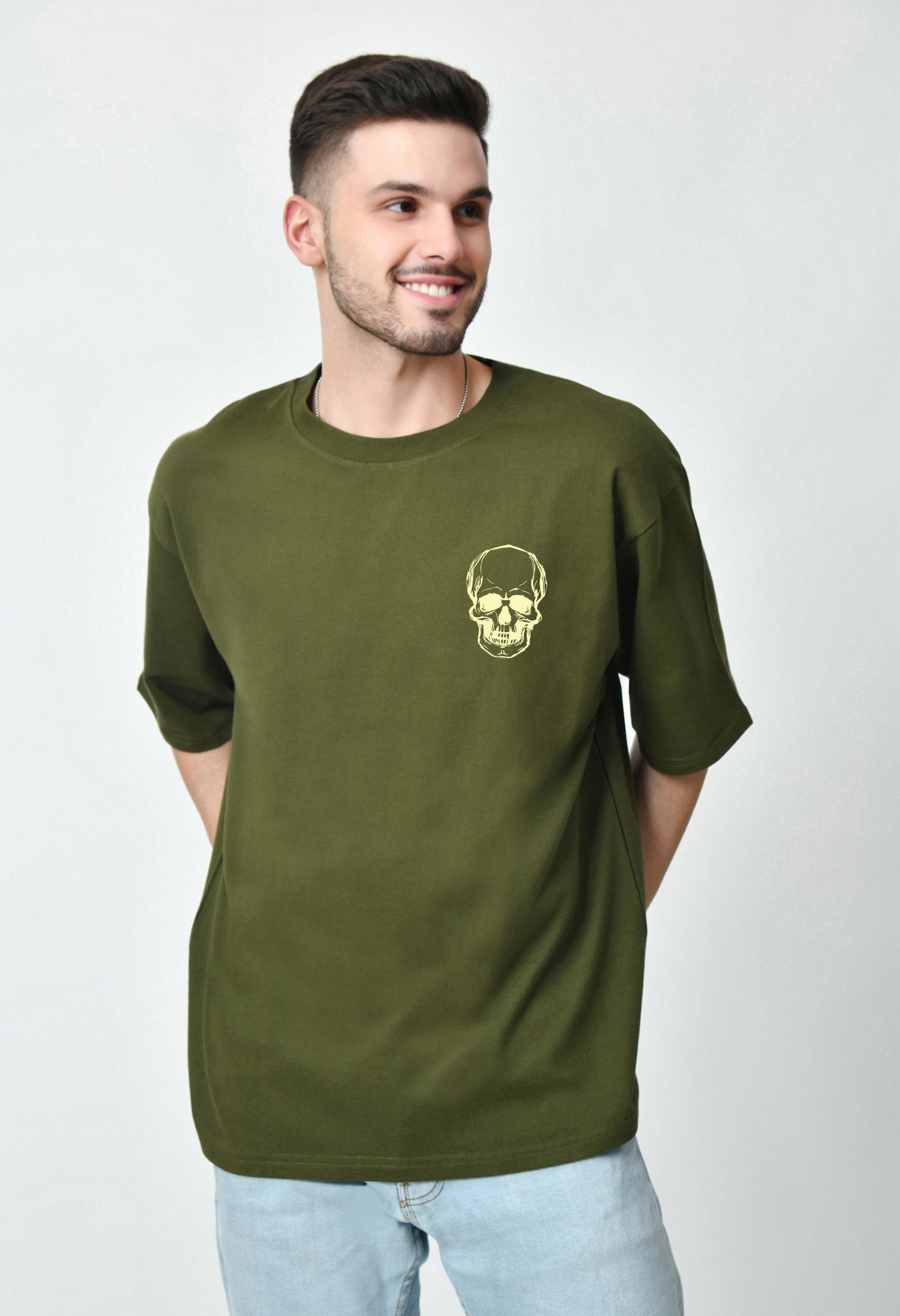 Four Vibes Olive Men's Oversized T-Shirt