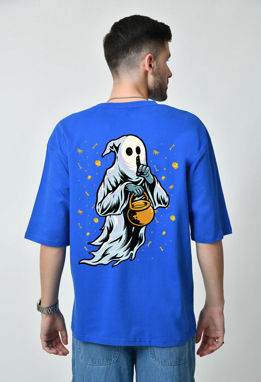 Ghost Dreams Royal Blue Men's Oversized T-Shirt