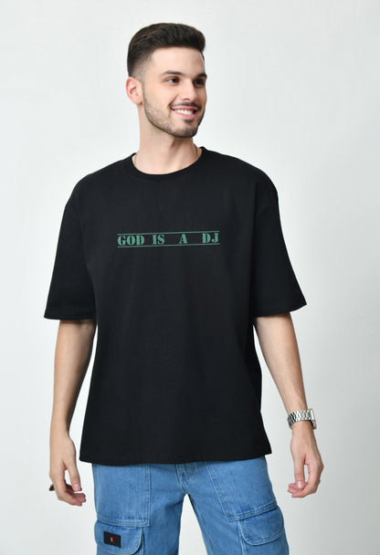 God Is A DJ Black Men's Oversized T-Shirt