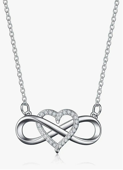 Timeless Infinity Heart Silver Pendant With Chain For Women