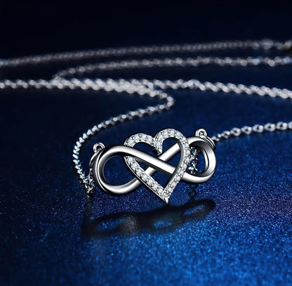 Timeless Infinity Heart Silver Pendant With Chain For Women