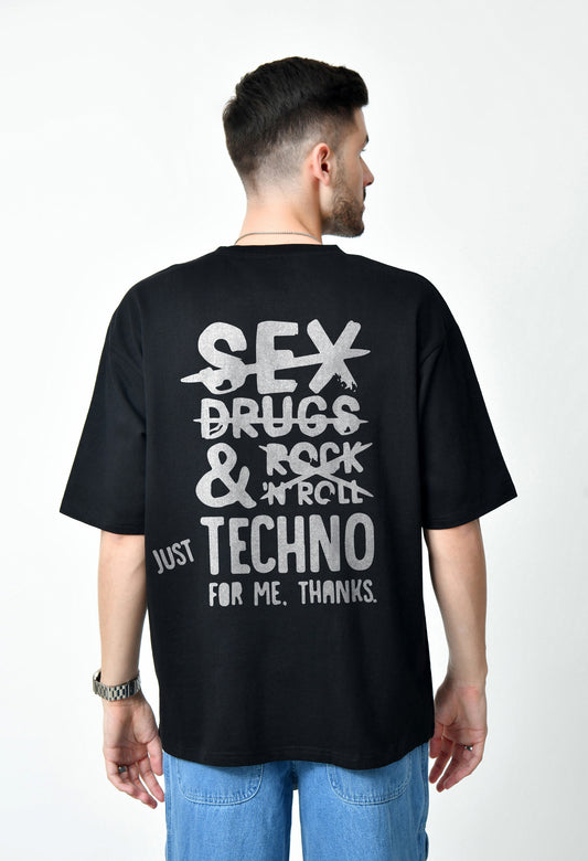 I Need Techno Black Men's Oversized T-Shirt