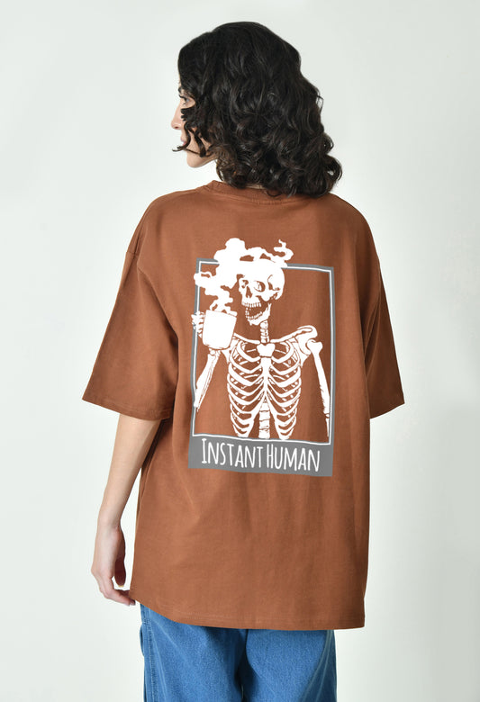 Instant Human Brown Women Oversized T-Shirt