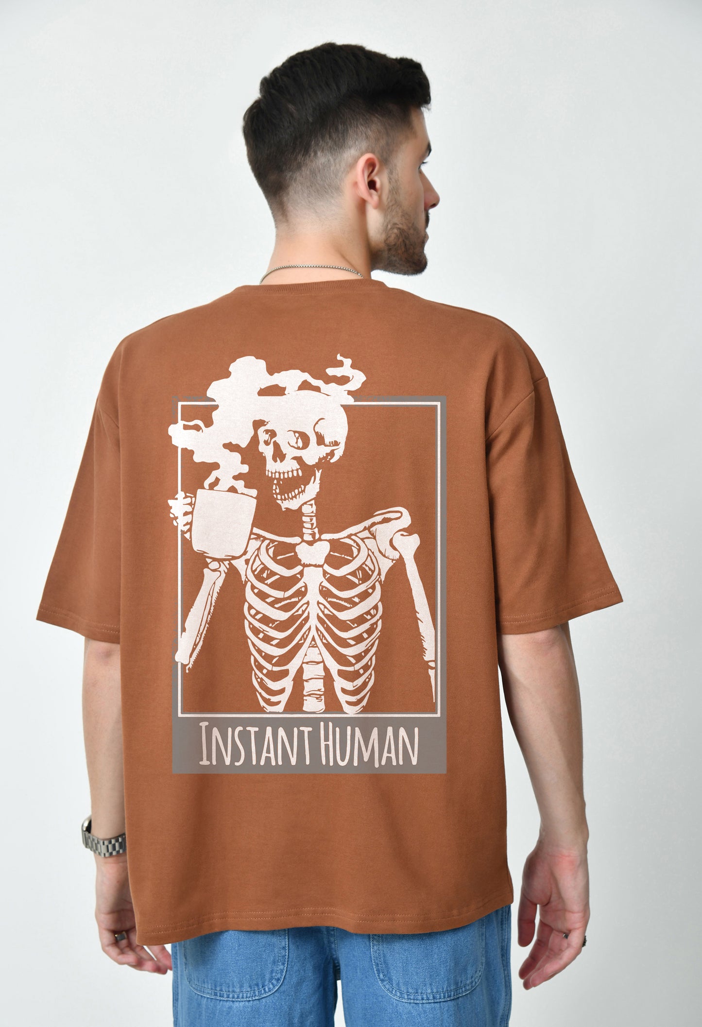 Instant Human Brown Men's Oversized T-Shirt