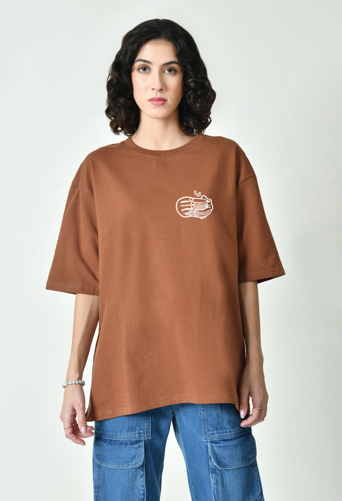 Instant Human Brown Women Oversized T-Shirt