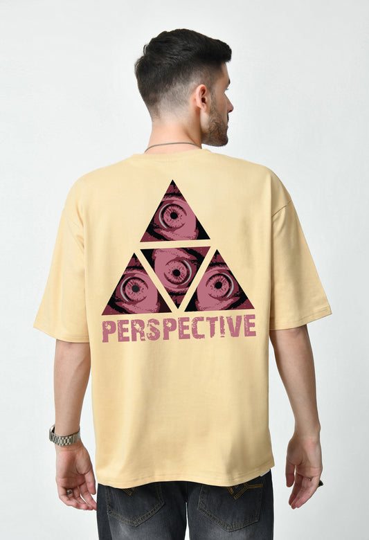 Life Is All About Perspective Beige Men's Oversized T-Shirt