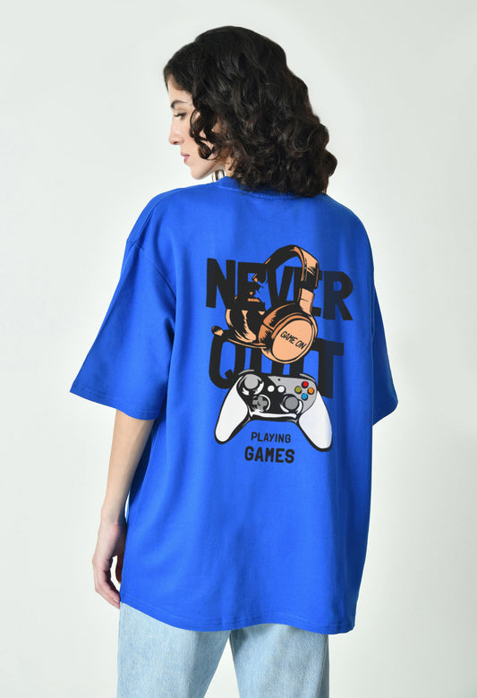 Never Quit Royal Blue Women Oversized T-Shirt