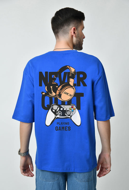 Never Quit Royal Blue Men's Oversized T-Shirt