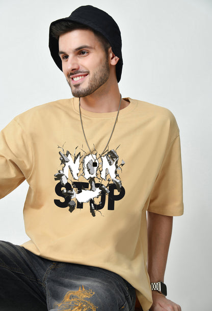 Non Stop Beige Men's Oversized T-Shirt