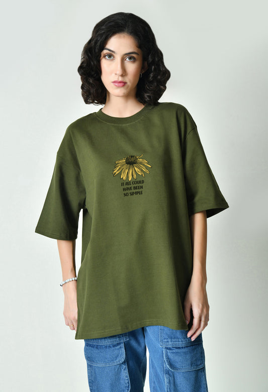 So Simple Olive Women's Oversized T-Shirt