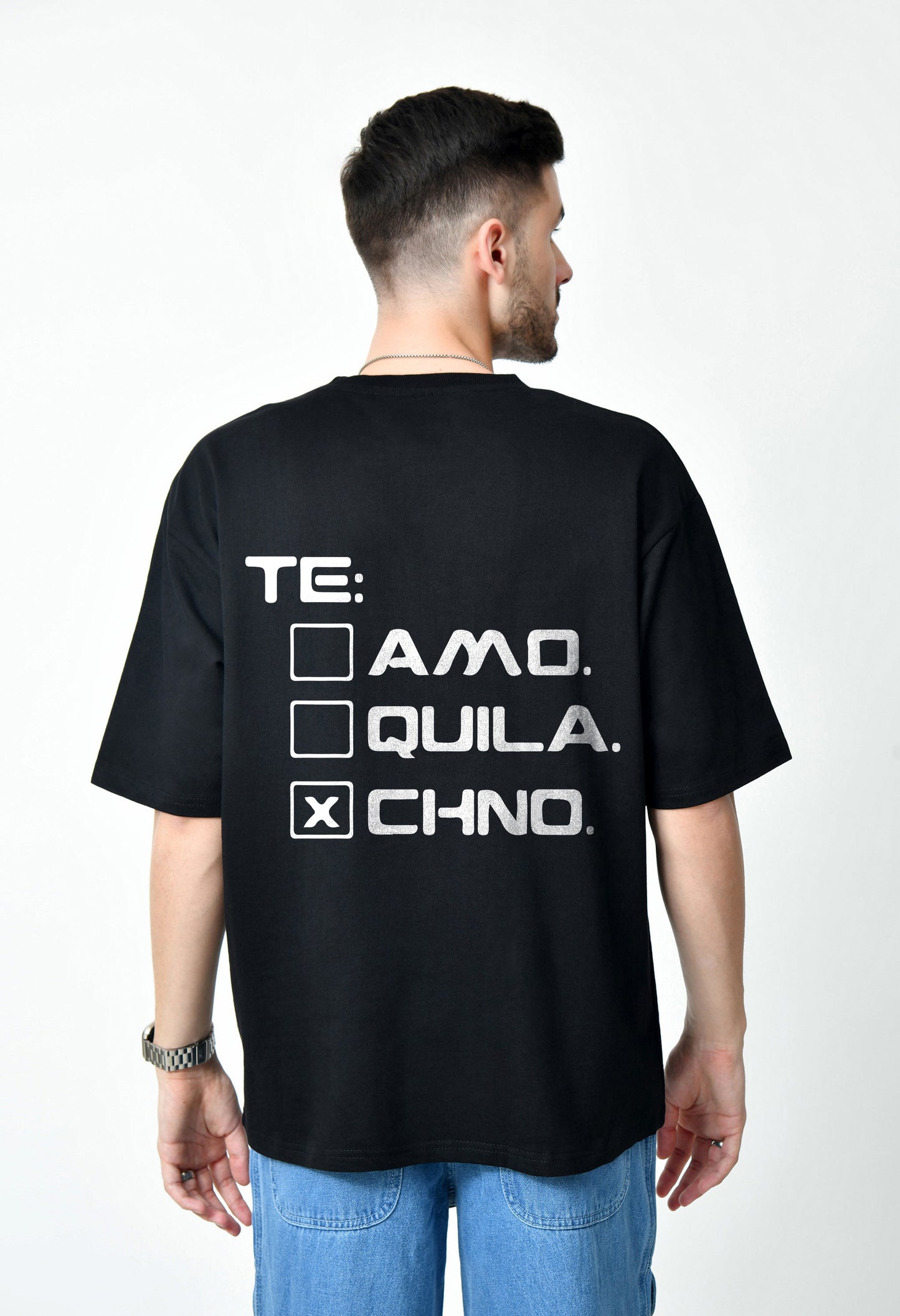 Techno Forever Black Men's Oversized T-Shirt