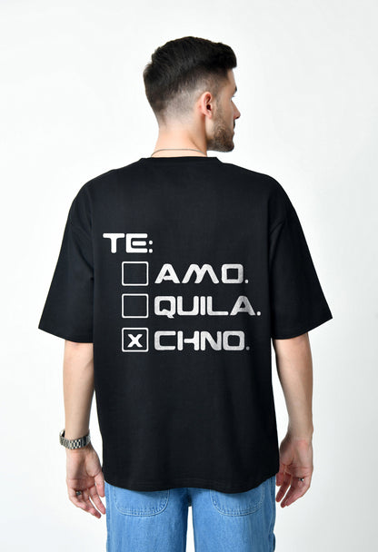 Techno Forever Black Men's Oversized T-Shirt