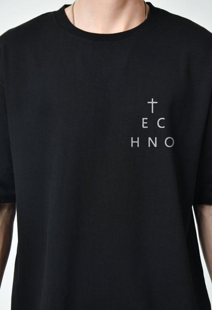 Techno Forever Black Men's Oversized T-Shirt