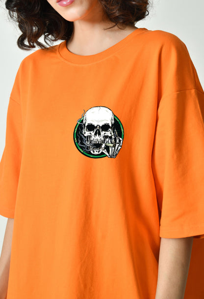 Too High To Get Caught Orange Women's Oversized T-Shirt